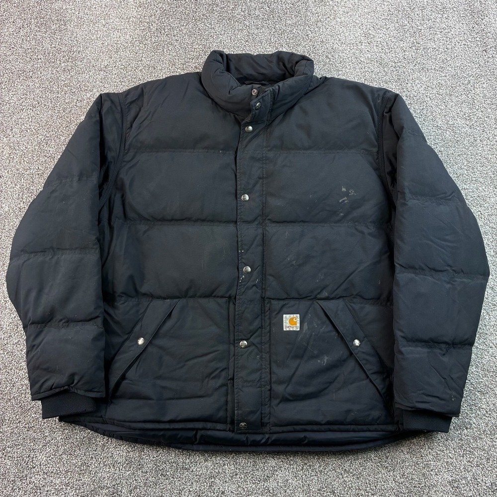 Carhartt Kalkaska Down Jacket Mens 2XL Black Nylon Puffer Winter Coat 100117 001